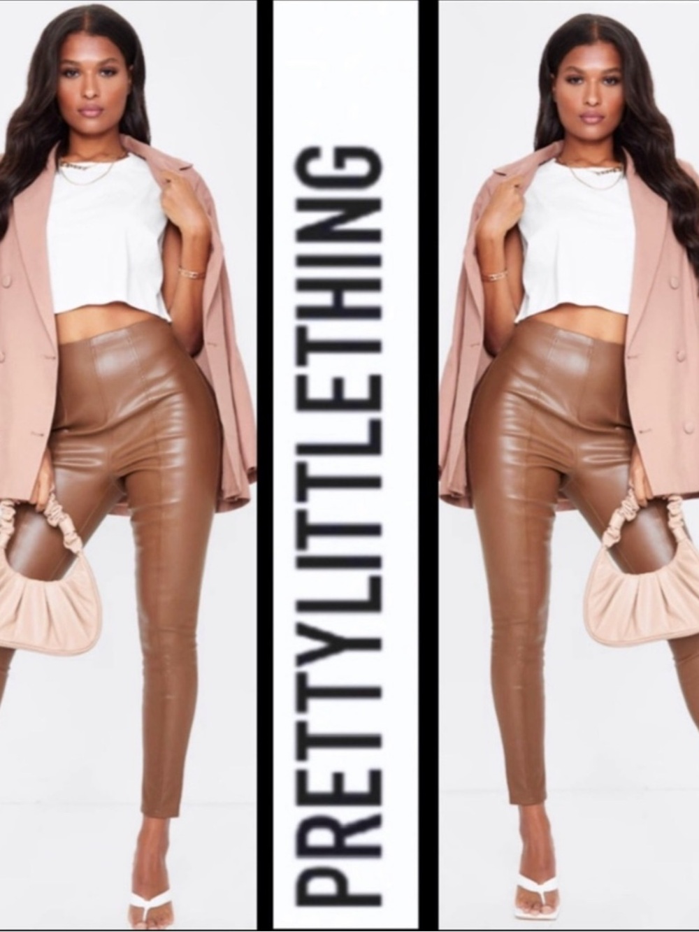NWT PLT Chocolate Faux Leather Stretch Legging